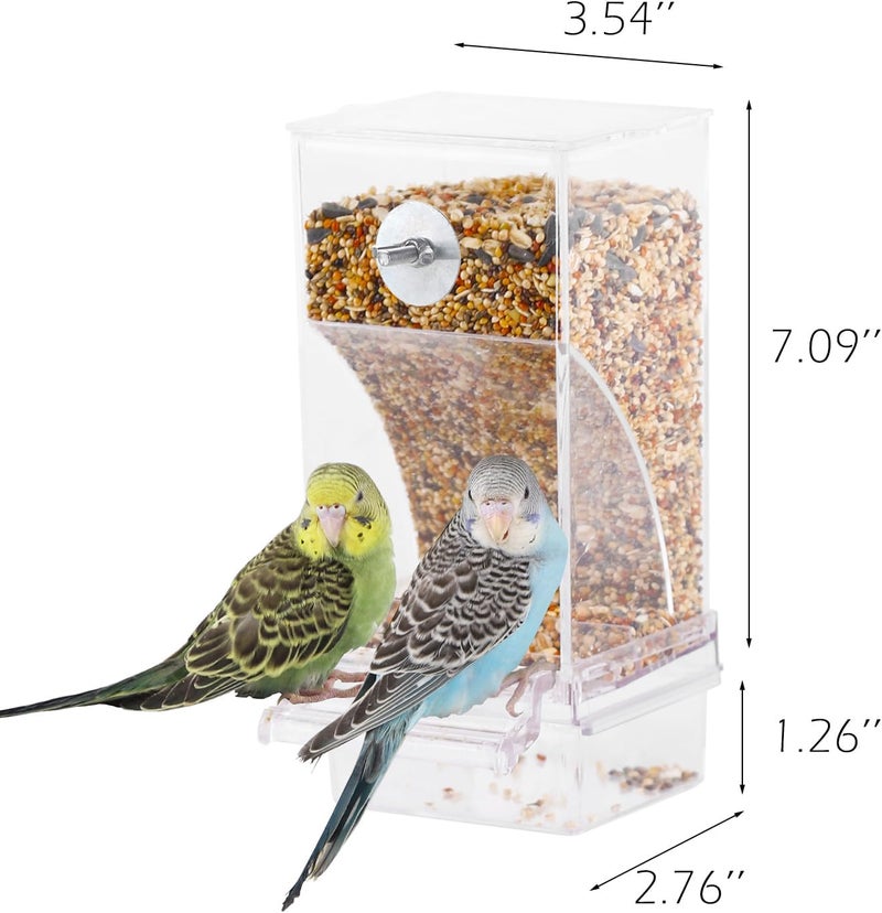 IBWell No Mess Automatic Bird Feeder for Cage - Parrot Feeder Inside Cage With Clear Perch and Acrylic Seed Food Container - Image 2
